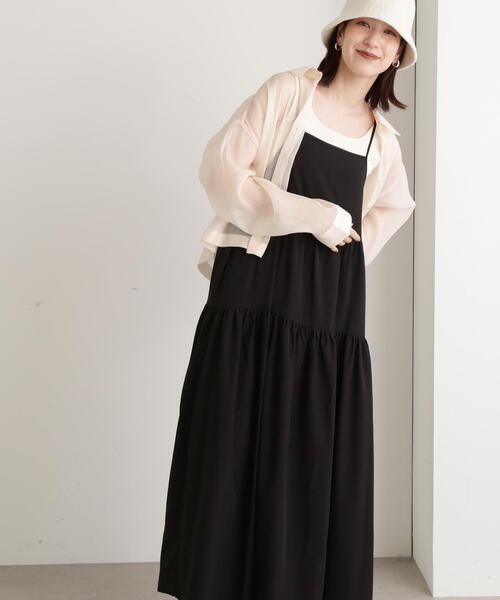 N.（N. Natural Beauty Basic）（エヌエヌナチュラルビューティーベーシック）の「ティアードキャミワンピース（ワンピース・レディース・ベージュ/ブラック/ブルー・MEDIUM）」の5枚目の写真
