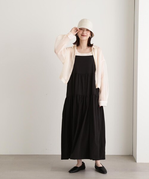 N.（N. Natural Beauty Basic）（エヌエヌナチュラルビューティーベーシック）の「ティアードキャミワンピース（ワンピース・レディース・ベージュ/ブラック/ブルー・MEDIUM）」の7枚目の写真