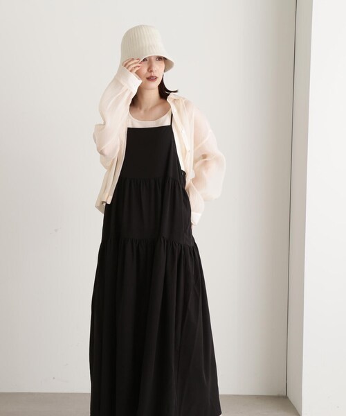 N.（N. Natural Beauty Basic）（エヌエヌナチュラルビューティーベーシック）の「ティアードキャミワンピース（ワンピース・レディース・ベージュ/ブラック/ブルー・MEDIUM）」の11枚目の写真