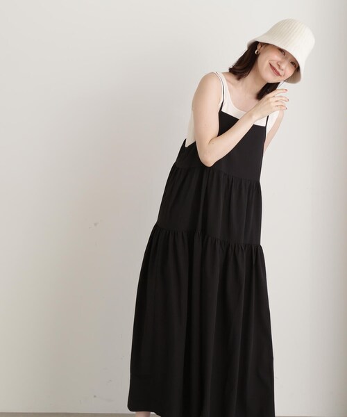 N.（N. Natural Beauty Basic）（エヌエヌナチュラルビューティーベーシック）の「ティアードキャミワンピース（ワンピース・レディース・ベージュ/ブラック/ブルー・MEDIUM）」の12枚目の写真