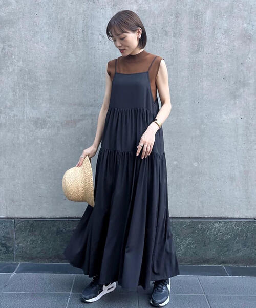 N.（N. Natural Beauty Basic）（エヌエヌナチュラルビューティーベーシック）の「ティアードキャミワンピース（ワンピース・レディース・ベージュ/ブラック/ブルー・MEDIUM）」の13枚目の写真