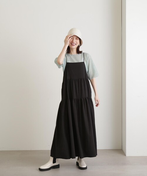 N.（N. Natural Beauty Basic）（エヌエヌナチュラルビューティーベーシック）の「ティアードキャミワンピース（ワンピース・レディース・ベージュ/ブラック/ブルー・MEDIUM）」の14枚目の写真