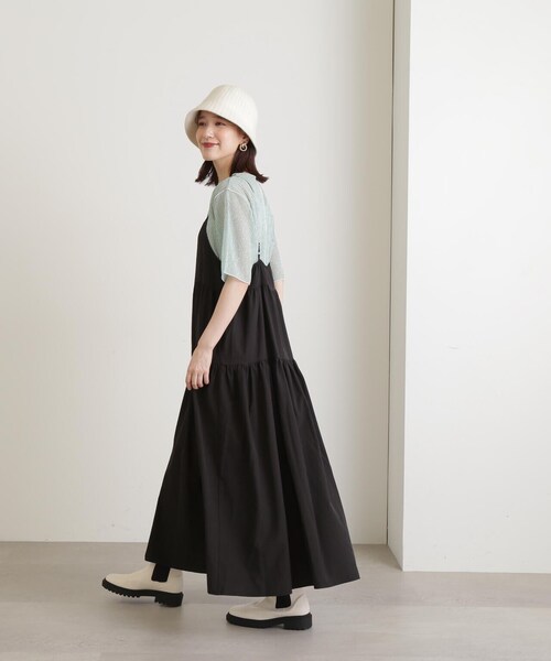 N.（N. Natural Beauty Basic）（エヌエヌナチュラルビューティーベーシック）の「ティアードキャミワンピース（ワンピース・レディース・ベージュ/ブラック/ブルー・MEDIUM）」の15枚目の写真