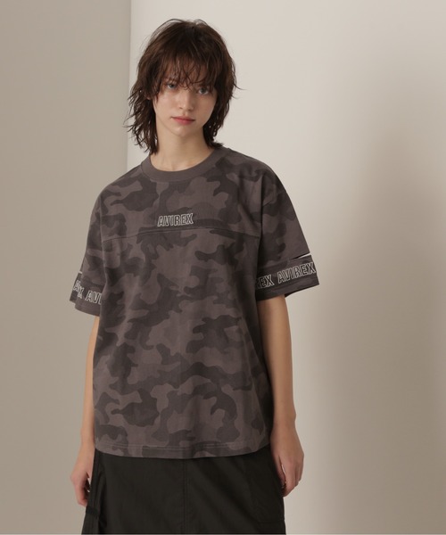 AVIREX（アヴィレックス）の「FADE WASH CUFFS OPEN EMBROIDERY TOPS/フェイドウォッシュ カフスオープン刺繍トップス（Tシャツ/カットソー・レディース・チャコールグレー/ラベンダー/オフホワイト/イエロー/ピンク/その他26/その他3/オレンジ/ミント・FREE/F）」の9枚目の写真