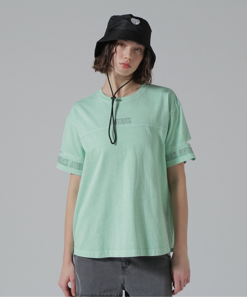 AVIREX（アヴィレックス）の「FADE WASH CUFFS OPEN EMBROIDERY TOPS/フェイドウォッシュ カフスオープン刺繍トップス（Tシャツ/カットソー・レディース・チャコールグレー/ラベンダー/オフホワイト/イエロー/ピンク/その他26/その他3/オレンジ/ミント・FREE/F）」の10枚目の写真