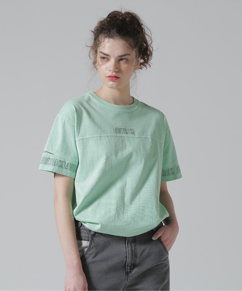 AVIREX（アヴィレックス）の「FADE WASH CUFFS OPEN EMBROIDERY TOPS/フェイドウォッシュ カフスオープン刺繍トップス（Tシャツ/カットソー・レディース・チャコールグレー/ラベンダー/オフホワイト/イエロー/ピンク/その他26/その他3/オレンジ/ミント・FREE/F）」の13枚目の写真
