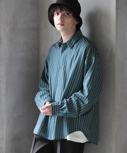 RAGEBLUE(レイジブルー)の「【LUXURY+EASY】LOOSE STRIPE SHIRTS /ラグイージールーズストライプシャツ(シャツ/ブラウス・メンズ・ホワイト/ネイビー/グリーン系その他・MEDIUM/LARGE)」の19枚目の写真