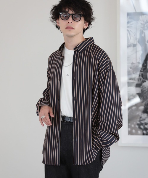 RAGEBLUE(レイジブルー)の「【LUXURY+EASY】LOOSE STRIPE SHIRTS /ラグイージールーズストライプシャツ(シャツ/ブラウス・メンズ・ホワイト/ネイビー/グリーン系その他・MEDIUM/LARGE)」の22枚目の写真