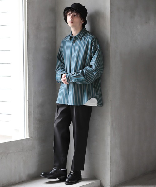 RAGEBLUE(レイジブルー)の「【LUXURY+EASY】LOOSE STRIPE SHIRTS /ラグイージールーズストライプシャツ(シャツ/ブラウス・メンズ・ホワイト/ネイビー/グリーン系その他・MEDIUM/LARGE)」の5枚目の写真