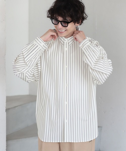 RAGEBLUE(レイジブルー)の「【LUXURY+EASY】LOOSE STRIPE SHIRTS /ラグイージールーズストライプシャツ(シャツ/ブラウス・メンズ・ホワイト/ネイビー/グリーン系その他・MEDIUM/LARGE)」の16枚目の写真