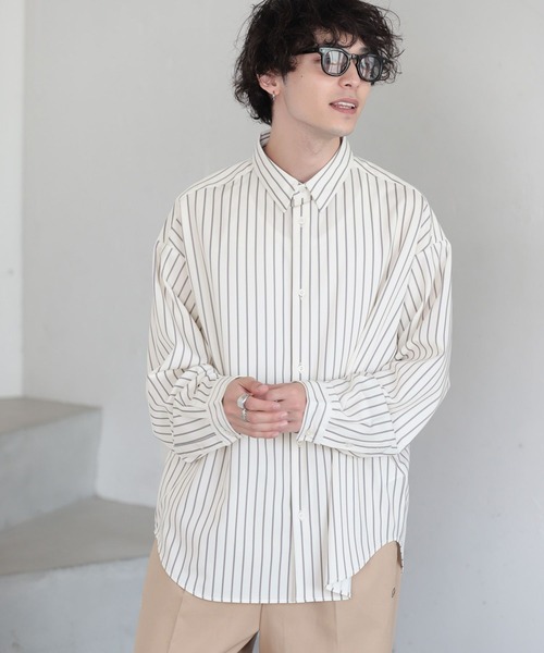 RAGEBLUE(レイジブルー)の「【LUXURY+EASY】LOOSE STRIPE SHIRTS /ラグイージールーズストライプシャツ(シャツ/ブラウス・メンズ・ホワイト/ネイビー/グリーン系その他・MEDIUM/LARGE)」の18枚目の写真