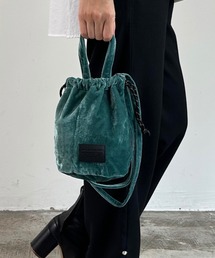 EM:SPRUCE 　超軽量　120g　ベロア　巾着ショルダーバッグ　旅行バッグ