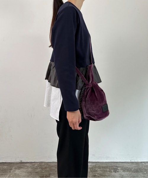 SPRUCE（スプルース）の「EM:SPRUCE 　超軽量　120g　ベロア　巾着ショルダーバッグ　旅行バッグ（ショルダーバッグ・レディース・オフホワイト/ブラック/ブルー/ダークパープル・FREE）」の19枚目の写真