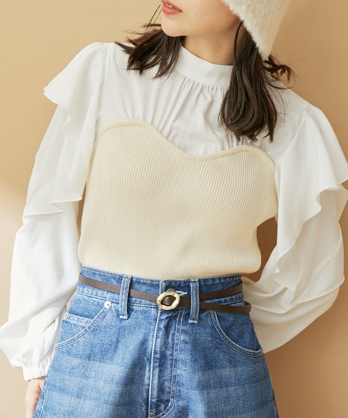 VIS（ビス）の「10mm巾変形メタルバックルピンレスベルト（ベルト・レディース・ダークブラウン/ブラック・FREE）」の9枚目の写真