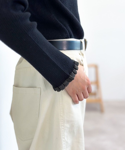 niko and...（ニコアンド）の「[MODE NORM CORE]フリルカフスリブプルオーバー（Tシャツ/カットソー・レディース・レッド/ブラック/ベージュ・MEDIUM/LARGE）」の6枚目の写真