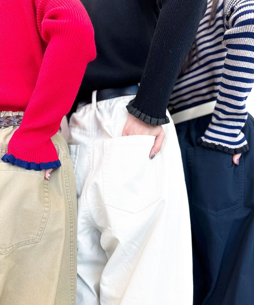 niko and...（ニコアンド）の「[MODE NORM CORE]フリルカフスリブプルオーバー（Tシャツ/カットソー・レディース・レッド/ブラック/ベージュ・MEDIUM/LARGE）」の20枚目の写真