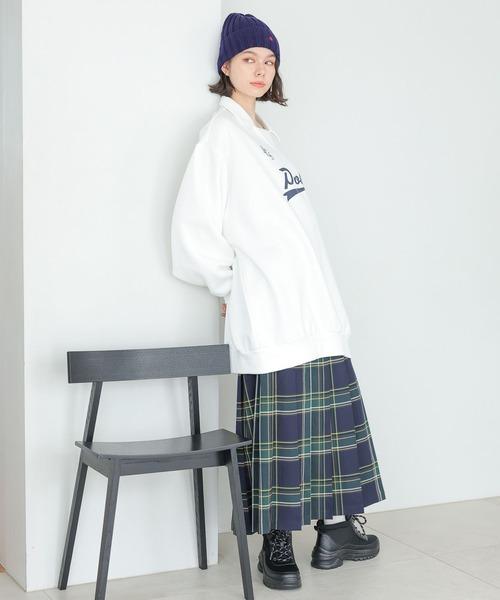 POLO BCS（ポロ ビーシーエス）の「【POLO BCS(ポロ・ビーシーエス)】コラボ襟付きチュニックプルオーバー（Tシャツ/カットソー・レディース・ネイビー/オフホワイト/ブルー・FREE）」の5枚目の写真