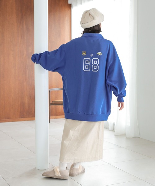 POLO BCS（ポロ ビーシーエス）の「【POLO BCS(ポロ・ビーシーエス)】コラボ襟付きチュニックプルオーバー（Tシャツ/カットソー・レディース・ネイビー/オフホワイト/ブルー・FREE）」の8枚目の写真