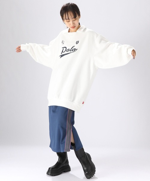 POLO BCS（ポロ ビーシーエス）の「【POLO BCS(ポロ・ビーシーエス)】コラボ襟付きチュニックプルオーバー（Tシャツ/カットソー・レディース・ネイビー/オフホワイト/ブルー・FREE）」の10枚目の写真