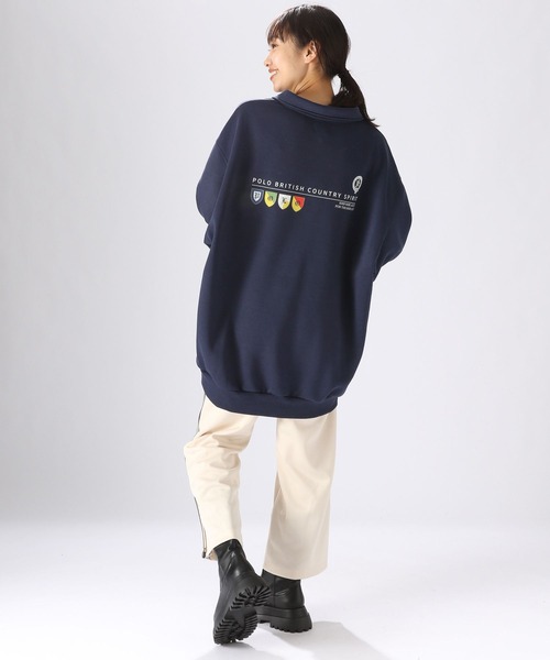 POLO BCS（ポロ ビーシーエス）の「【POLO BCS(ポロ・ビーシーエス)】コラボ襟付きチュニックプルオーバー（Tシャツ/カットソー・レディース・ネイビー/オフホワイト/ブルー・FREE）」の14枚目の写真
