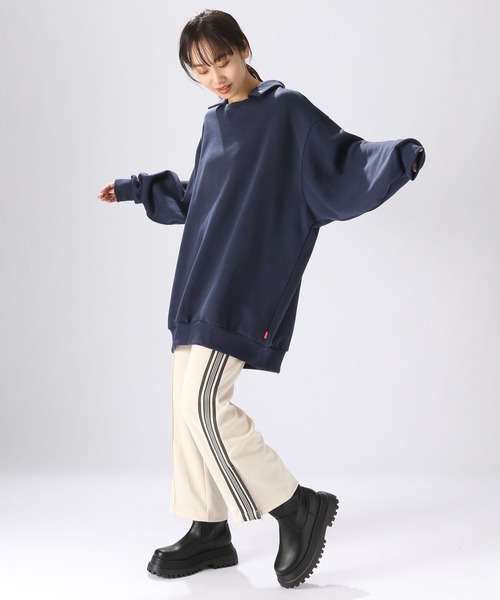 POLO BCS（ポロ ビーシーエス）の「【POLO BCS(ポロ・ビーシーエス)】コラボ襟付きチュニックプルオーバー（Tシャツ/カットソー・レディース・ネイビー/オフホワイト/ブルー・FREE）」の15枚目の写真