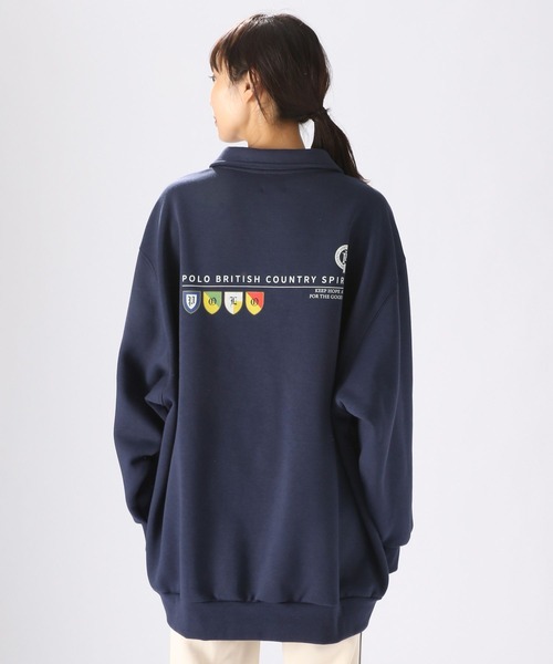 POLO BCS（ポロ ビーシーエス）の「【POLO BCS(ポロ・ビーシーエス)】コラボ襟付きチュニックプルオーバー（Tシャツ/カットソー・レディース・ネイビー/オフホワイト/ブルー・FREE）」の18枚目の写真