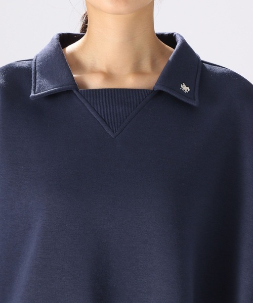 POLO BCS（ポロ ビーシーエス）の「【POLO BCS(ポロ・ビーシーエス)】コラボ襟付きチュニックプルオーバー（Tシャツ/カットソー・レディース・ネイビー/オフホワイト/ブルー・FREE）」の19枚目の写真
