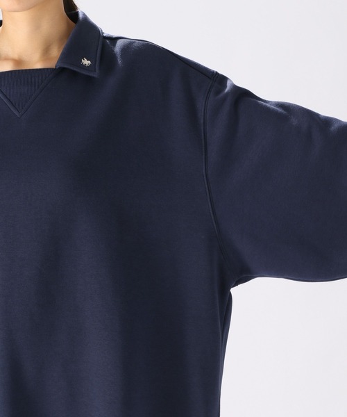 POLO BCS（ポロ ビーシーエス）の「【POLO BCS(ポロ・ビーシーエス)】コラボ襟付きチュニックプルオーバー（Tシャツ/カットソー・レディース・ネイビー/オフホワイト/ブルー・FREE）」の20枚目の写真