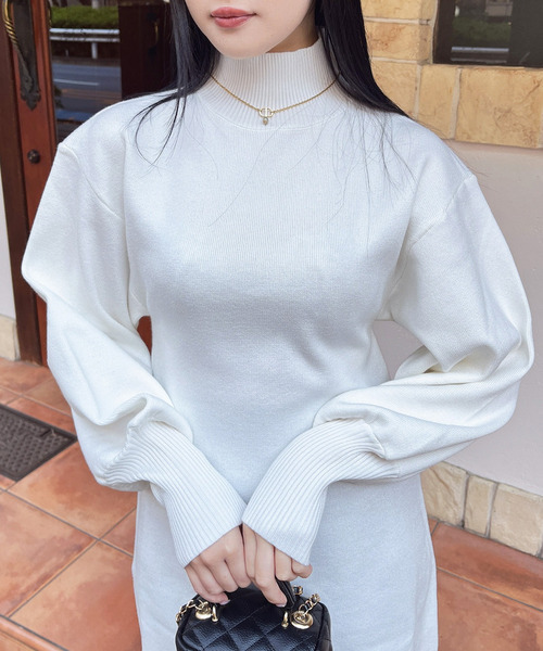 MIIA（ミーア）の「ボリュームスリーブミニワンピース（ワンピース・レディース・オフホワイト/ブラック/モカ/ホワイト・FREE）」の5枚目の写真