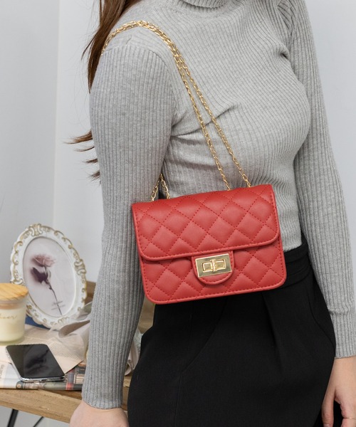 pumpkin port（パンプキンポート）の「キルティングチェーンショルダーBAG（ショルダーバッグ・レディース・アイボリー/ブラック/ピンク/レッド・FREE）」の17枚目の写真