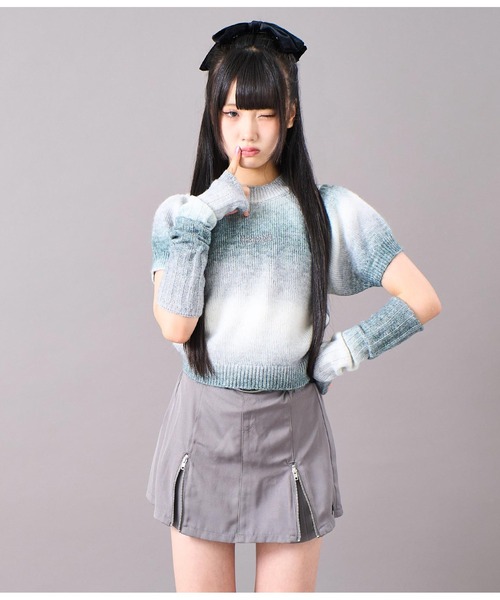 アニュアンス anuans クロシェニットトップス （CHARCOAL GREY