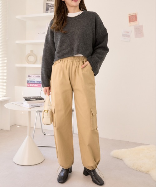 Ada.（エイダ）の「袖口ワイドクロップド丈ショートニット（ニット/セーター・レディース・チャコールグレー/グレー/ベージュ/ブルー系その他・FREE）」の7枚目の写真