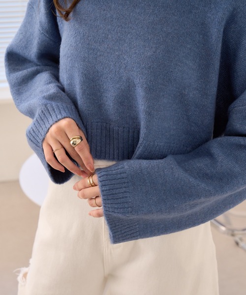 Ada.（エイダ）の「袖口ワイドクロップド丈ショートニット（ニット/セーター・レディース・チャコールグレー/グレー/ベージュ/ブルー系その他・FREE）」の10枚目の写真