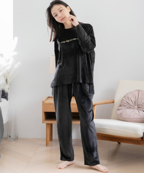 Dita（ディータ）の「パールシャギーテーパードパンツ(単品販売)（ルームウェア/パジャマ・レディース・スモークピンク/シャンパン/ネイビー/ブラック/チャコールグレー/ブルー系その他・FREE/L/M）」の7枚目の写真