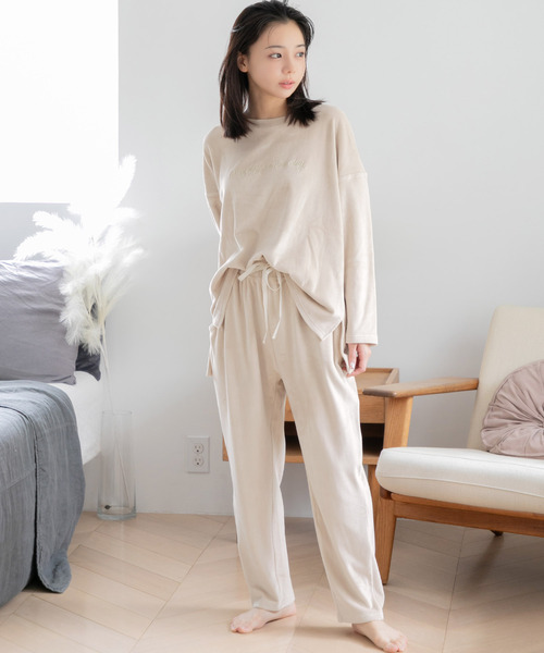 Dita（ディータ）の「パールシャギーテーパードパンツ(単品販売)（ルームウェア/パジャマ・レディース・スモークピンク/シャンパン/ネイビー/ブラック/チャコールグレー/ブルー系その他・FREE/L/M）」の11枚目の写真