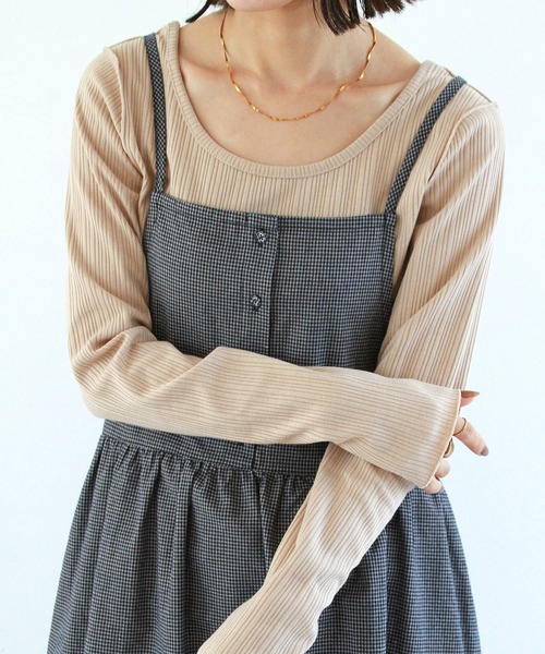 Crisp(クリスプ)の「2wayネックボタンTシャツ(Tシャツ/カットソー・レディース・チャコールグレー/ベージュ/オレンジ/ピンク/アイボリー/ダークグレー・FREE)」の13枚目の写真