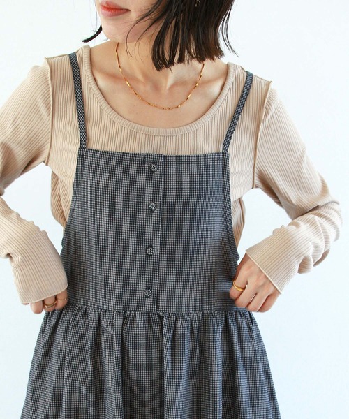 Crisp(クリスプ)の「2wayネックボタンTシャツ(Tシャツ/カットソー・レディース・チャコールグレー/ベージュ/オレンジ/ピンク/アイボリー/ダークグレー・FREE)」の14枚目の写真