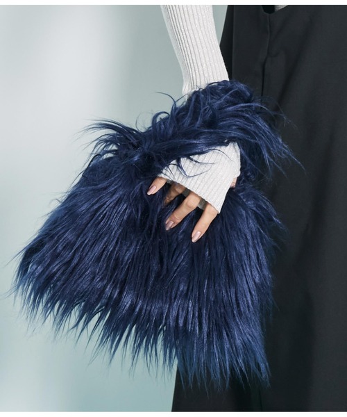 Settimissimo（セッティミッシモ）の「ロングヤーン フェイファー ハンドルバッグ スモールバッグ（ハンドバッグ・レディース・ブラウン/ネイビー/グリーン・FREE）」の3枚目の写真