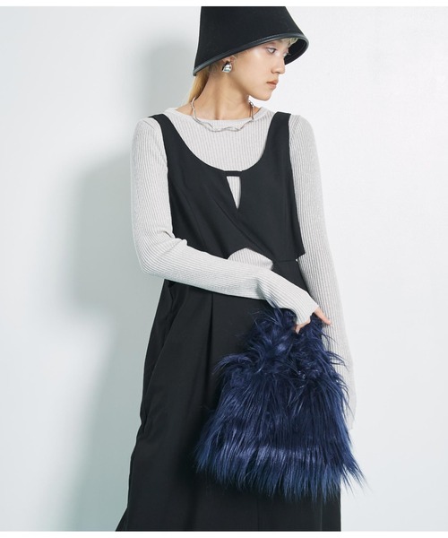 Settimissimo（セッティミッシモ）の「ロングヤーン フェイファー ハンドルバッグ スモールバッグ（ハンドバッグ・レディース・ブラウン/ネイビー/グリーン・FREE）」の17枚目の写真