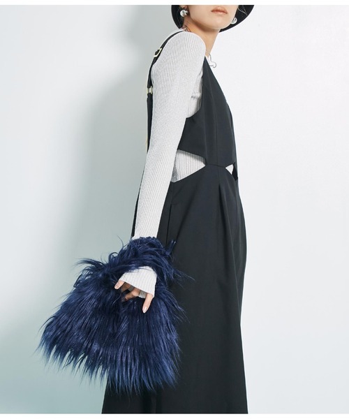 Settimissimo（セッティミッシモ）の「ロングヤーン フェイファー ハンドルバッグ スモールバッグ（ハンドバッグ・レディース・ブラウン/ネイビー/グリーン・FREE）」の16枚目の写真