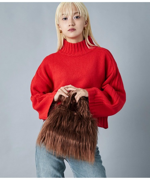 Settimissimo（セッティミッシモ）の「ロングヤーン フェイファー ハンドルバッグ スモールバッグ（ハンドバッグ・レディース・ブラウン/ネイビー/グリーン・FREE）」の4枚目の写真