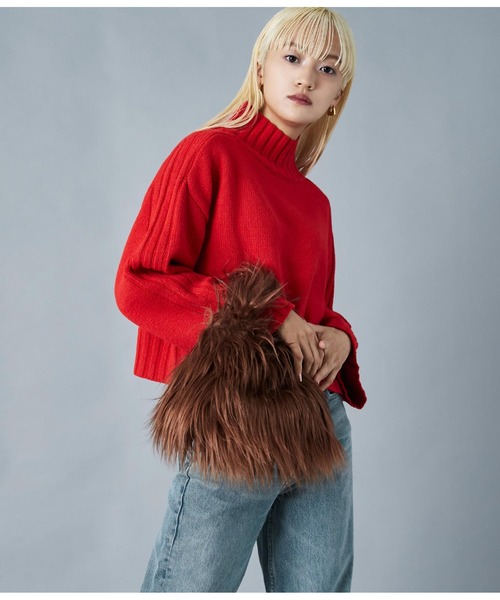 Settimissimo（セッティミッシモ）の「ロングヤーン フェイファー ハンドルバッグ スモールバッグ（ハンドバッグ・レディース・ブラウン/ネイビー/グリーン・FREE）」の5枚目の写真