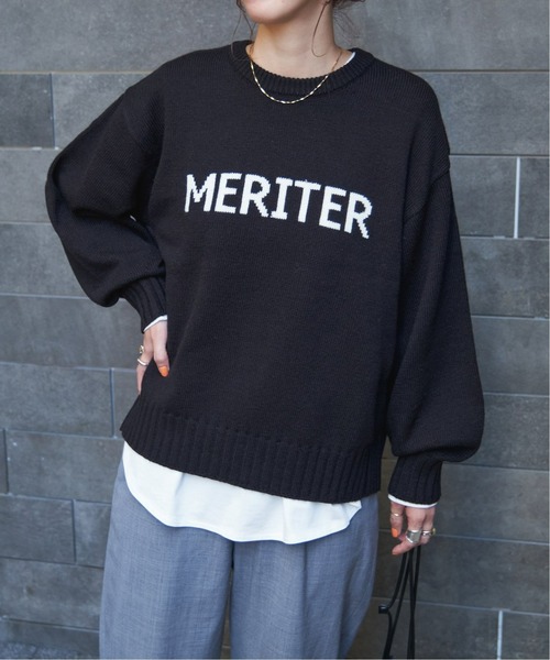 B.C STOCK（ベーセーストック）の「《追加》ロゴインターシャプルオーバー（ニット/セーター・レディース・ブラック/チャコールグレー/グリーン・FREE）」の11枚目の写真