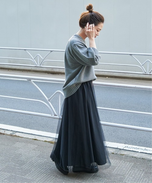 B.C STOCK（ベーセーストック）の「《追加》ロゴインターシャプルオーバー（ニット/セーター・レディース・ブラック/チャコールグレー/グリーン・FREE）」の13枚目の写真