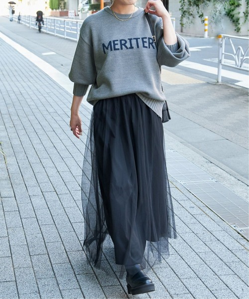 B.C STOCK（ベーセーストック）の「《追加》ロゴインターシャプルオーバー（ニット/セーター・レディース・ブラック/チャコールグレー/グリーン・FREE）」の15枚目の写真