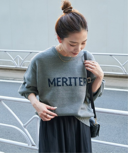 B.C STOCK（ベーセーストック）の「《追加》ロゴインターシャプルオーバー（ニット/セーター・レディース・ブラック/チャコールグレー/グリーン・FREE）」の16枚目の写真