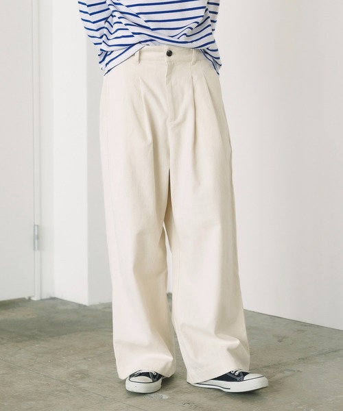 ROOPTOKYO（ループトウキョウ）の「ROOP TOKYO×えーと 2 tuck chino wide pant 2タックチノワイドパンツ（チノパンツ・メンズ・オフホワイト/カーキ・M/S）」の11枚目の写真