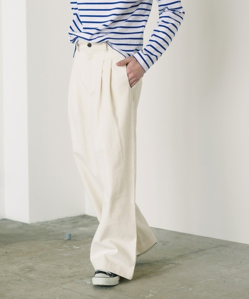 ROOPTOKYO（ループトウキョウ）の「ROOP TOKYO×えーと 2 tuck chino wide pant 2タックチノワイドパンツ（チノパンツ・メンズ・オフホワイト/カーキ・M/S）」の10枚目の写真