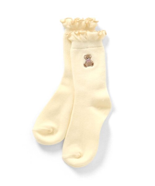apres les cours（アプレレクール）の「ワンポイントモチーフ刺繍ソックス（ソックス/靴下・キッズ・オフホワイト/イエロー/ラベンダー/ブラック・12/21/15 /18）」の4枚目の写真
