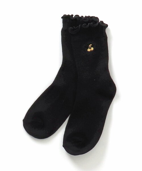 apres les cours（アプレレクール）の「ワンポイントモチーフ刺繍ソックス（ソックス/靴下・キッズ・オフホワイト/イエロー/ラベンダー/ブラック・12/21/15 /18）」の3枚目の写真